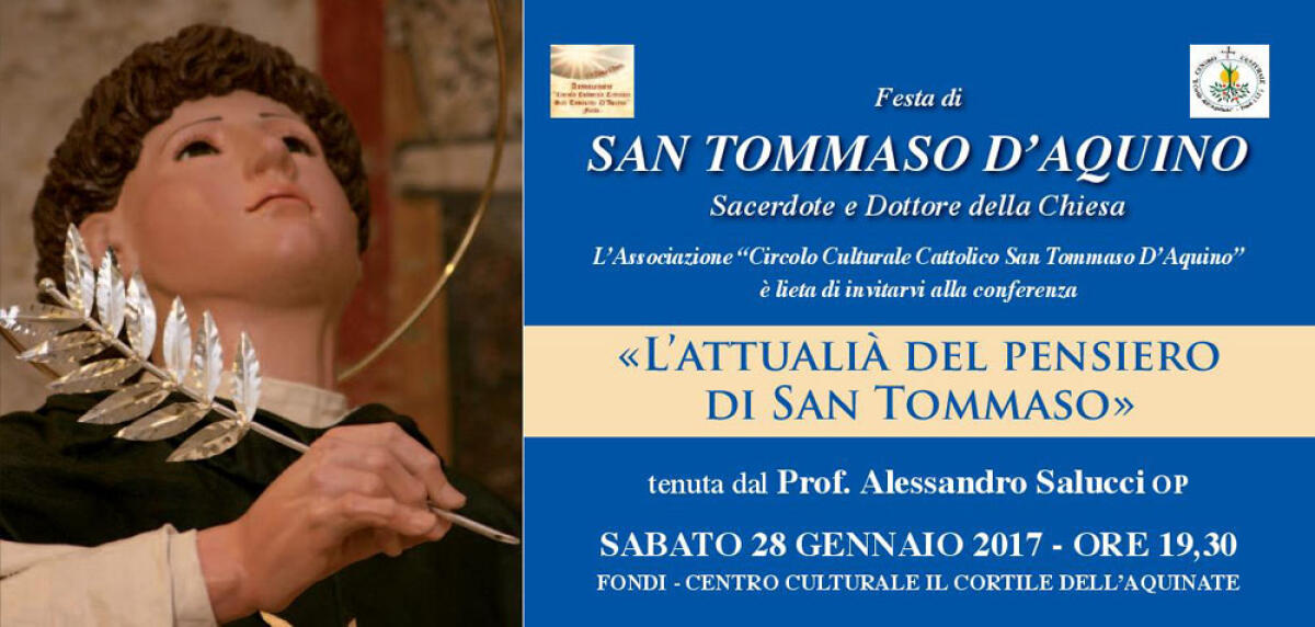 Festa di San Tommaso D’Aquino venerdì 27 e sabato 28 gennaio a Fondi. - 