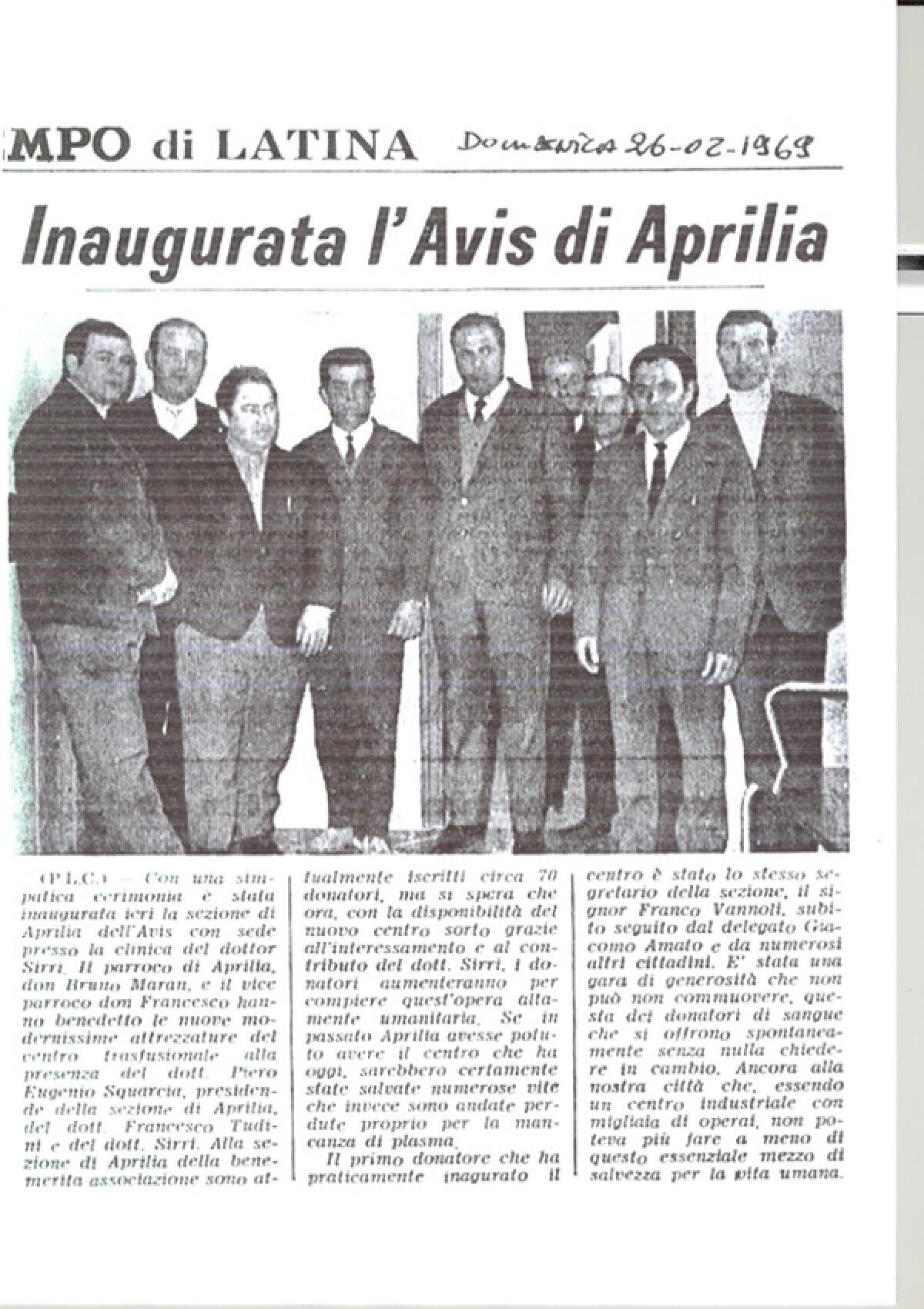 APRILIA – Oggi i funerali di Franco Vannoli, co-fondatore dell’Avis, il cordoglio dell'Amministrazione. - 