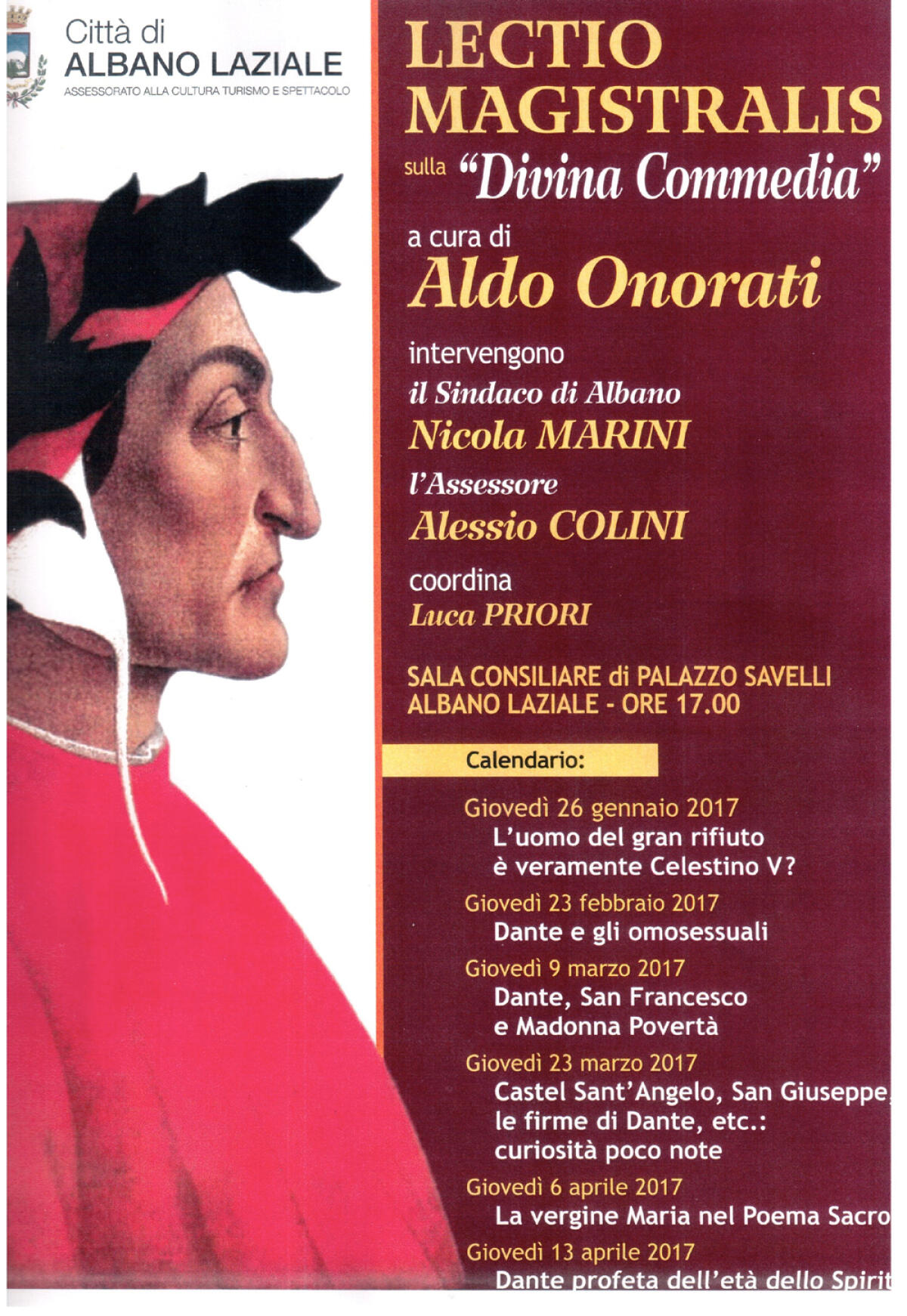 Albano, serie di “Lectio Magistralis” sulla Divina Commedia - 