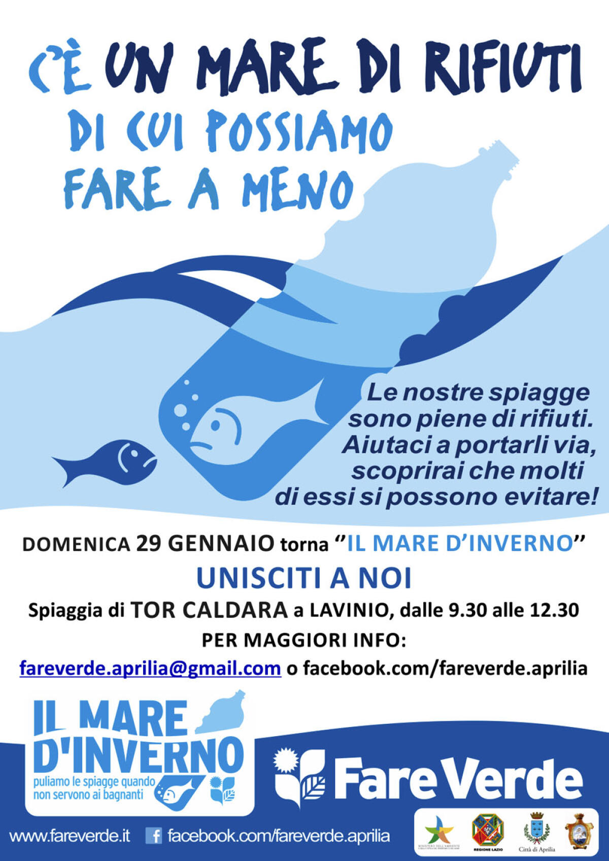 Il mare d'inverno, Fare Verde Aprilia all'opera sulla spiaggia di Tor Caldara - 