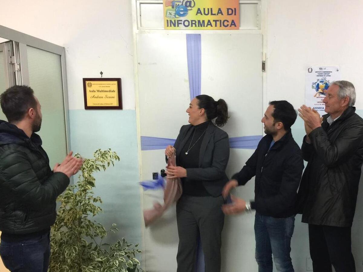 L'aula multimediale della scuola "Bellardini" di Cisterna dedicata ad Andrea Scaini - 