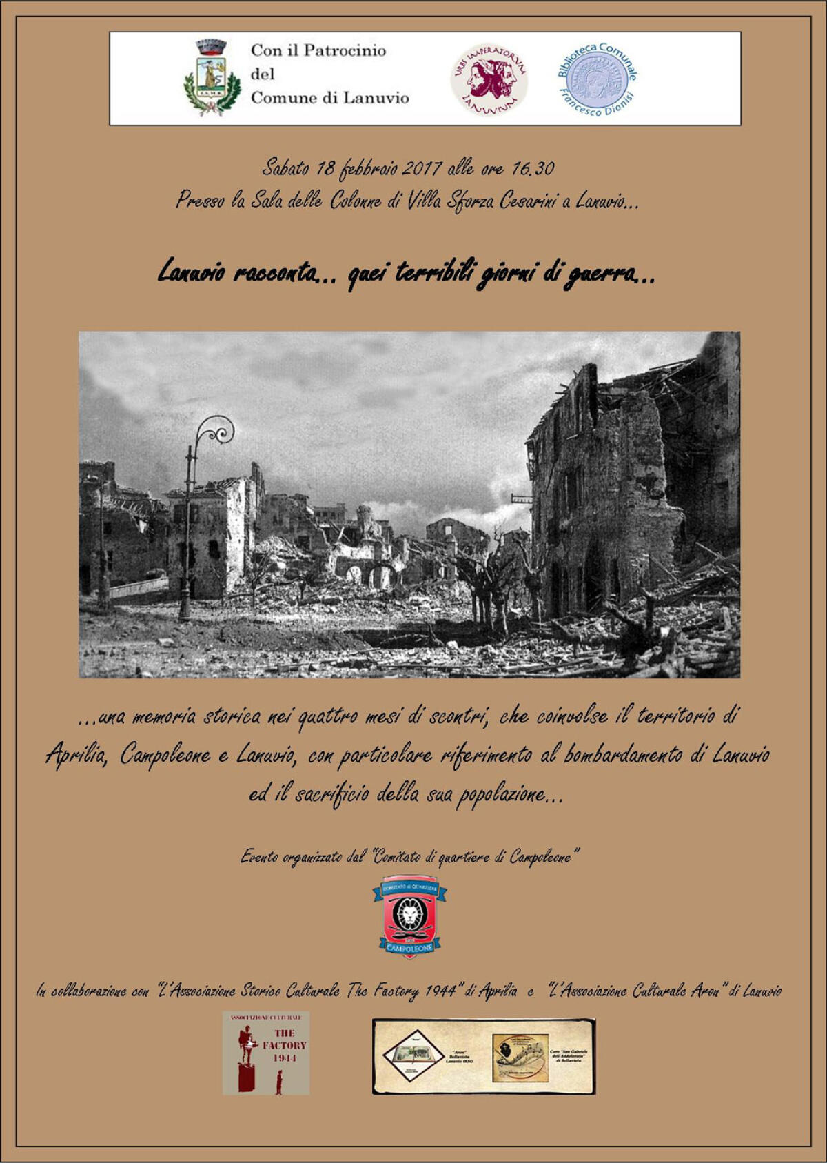 Racconti sulla seconda guerra mondiale con "The Factory 1944" di Aprilia - 