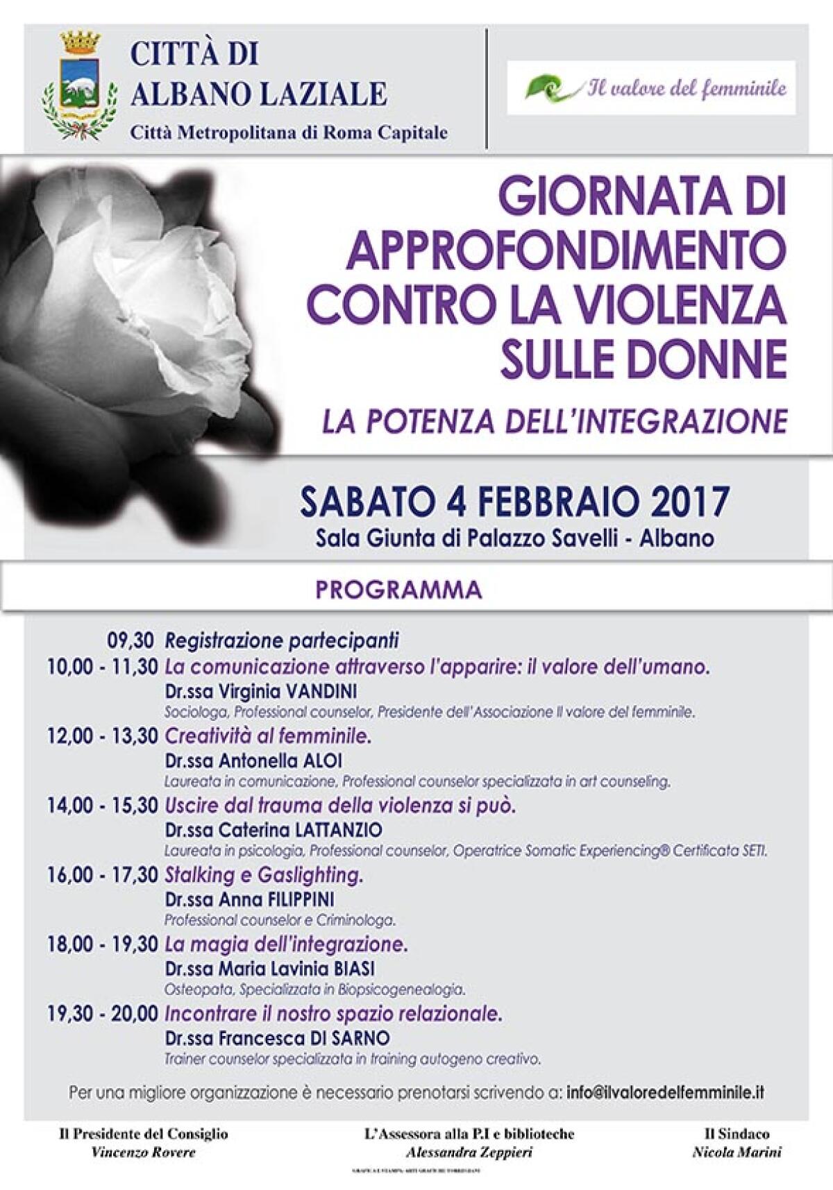 ALBANO - Giornata di approfondimento contro la violenza sulle donne. - 