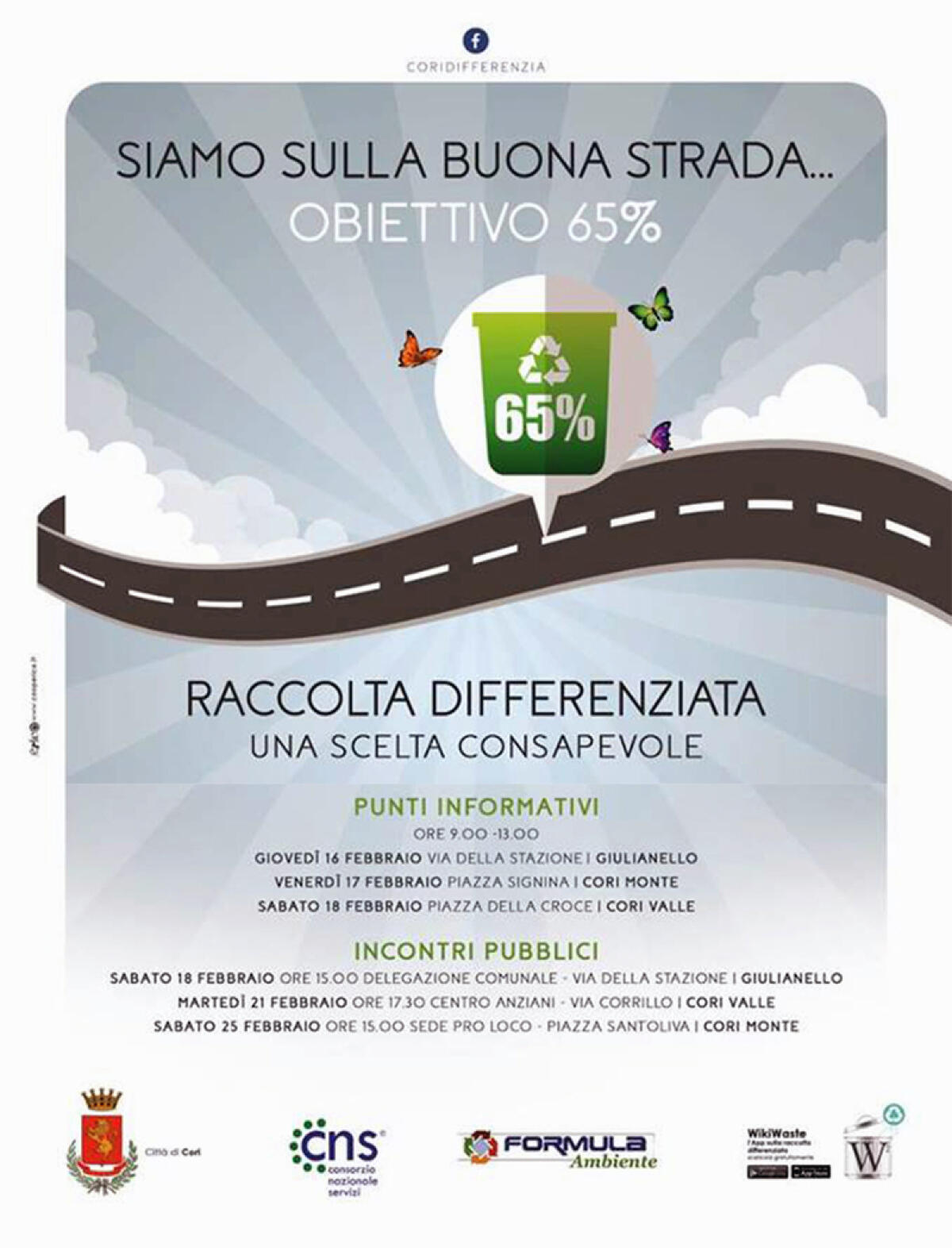 Cori - Obiettivo 65%. Raccolta differenziata, una scelta consapevole - 