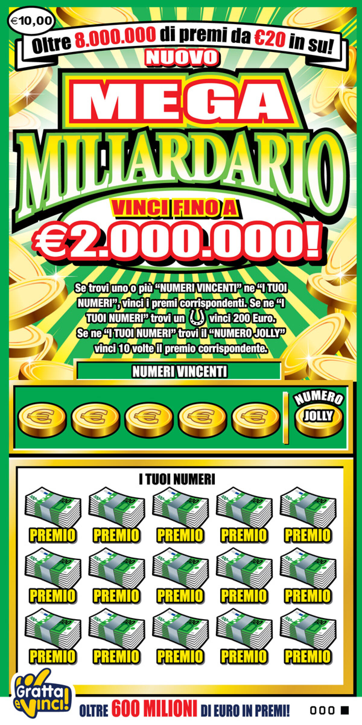 Vinti 20 mila euro a Fondi con un gratta e vinci “Mega Miliardario”. - 