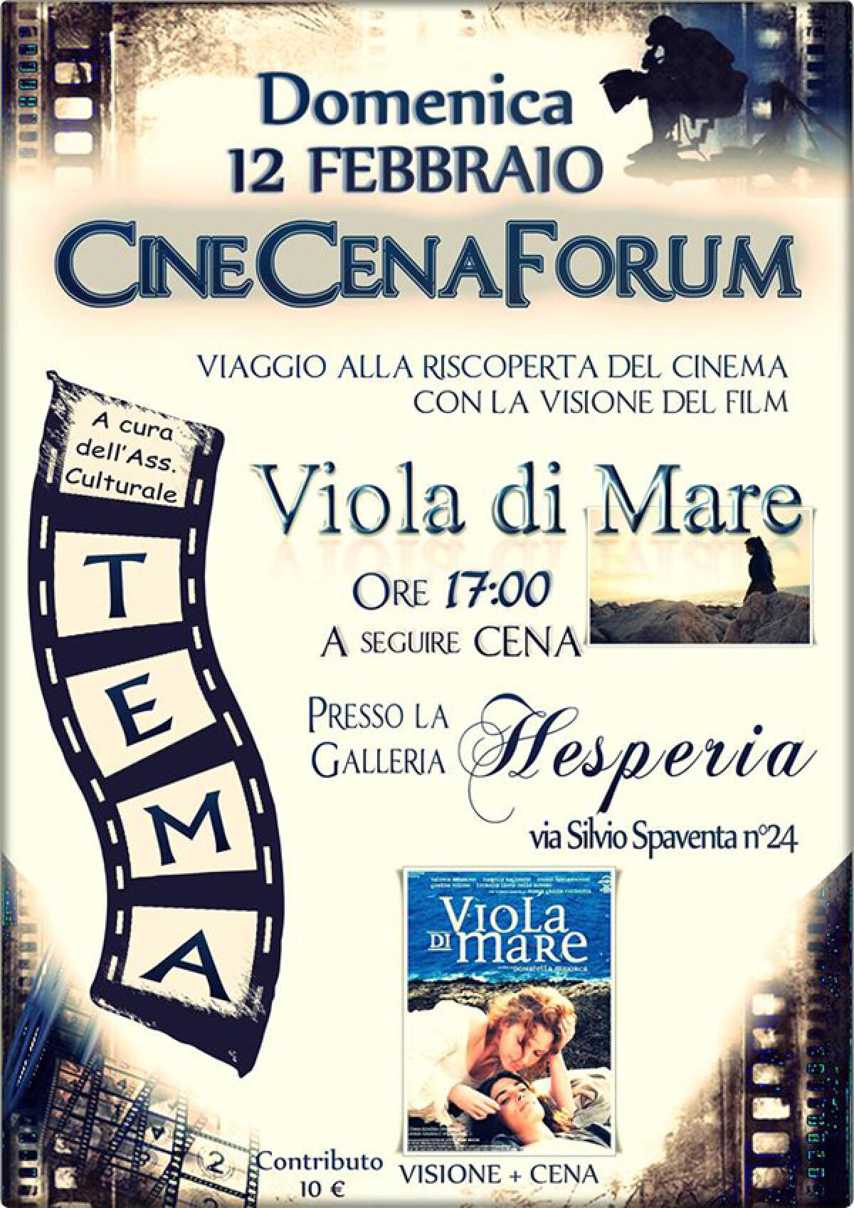 POMEZIA - La rassegna “CineCenaForum” propone il film "Viola di Mare". - 