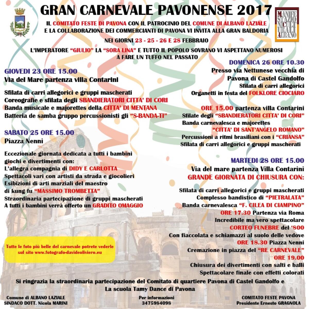 Albano, torna il Gran Carnevale Pavonese - 