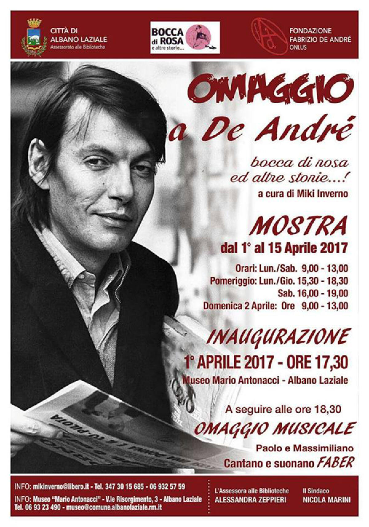 Ad Albano sino al 15 aprile una mostra dedicata a Fabrizio De André. - 