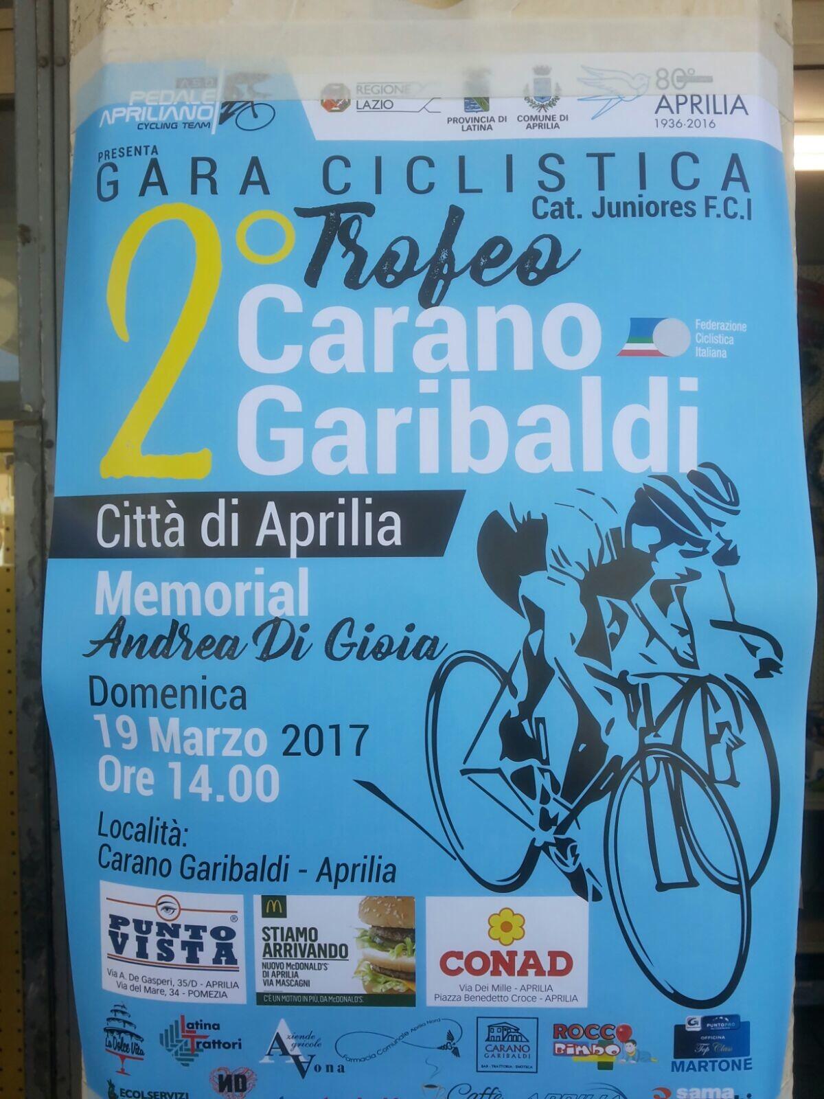 Ciclismo, questa domenica il “Trofeo Carano Garibaldi Città di Aprilia”. - 
