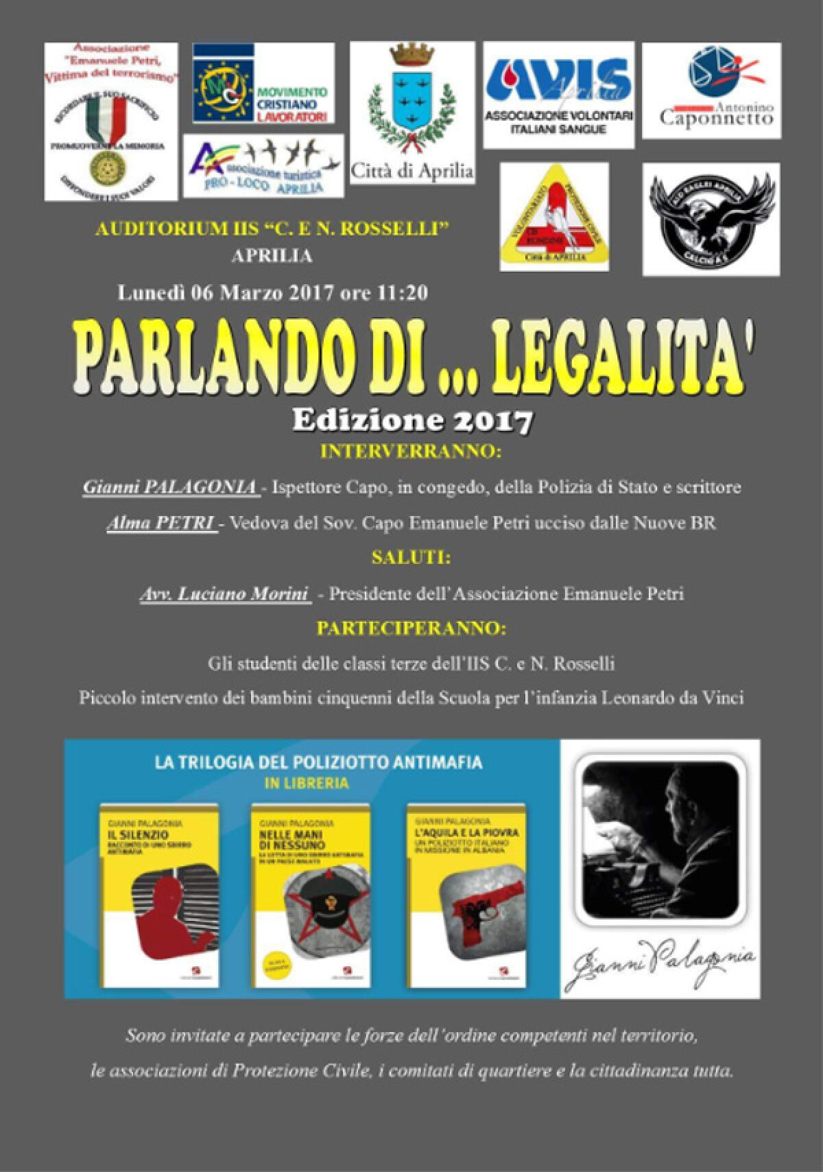 “Parlando di…legalità”: lunedì 6 marzo al "Rosselli" di Aprilia torna l'ispettore Palagonia. - 
