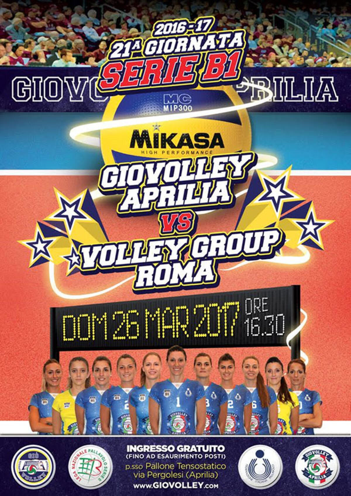 Pallavolo femminile B1:  la Giò Volley Aprilia attende il Volley Group Roma. - 