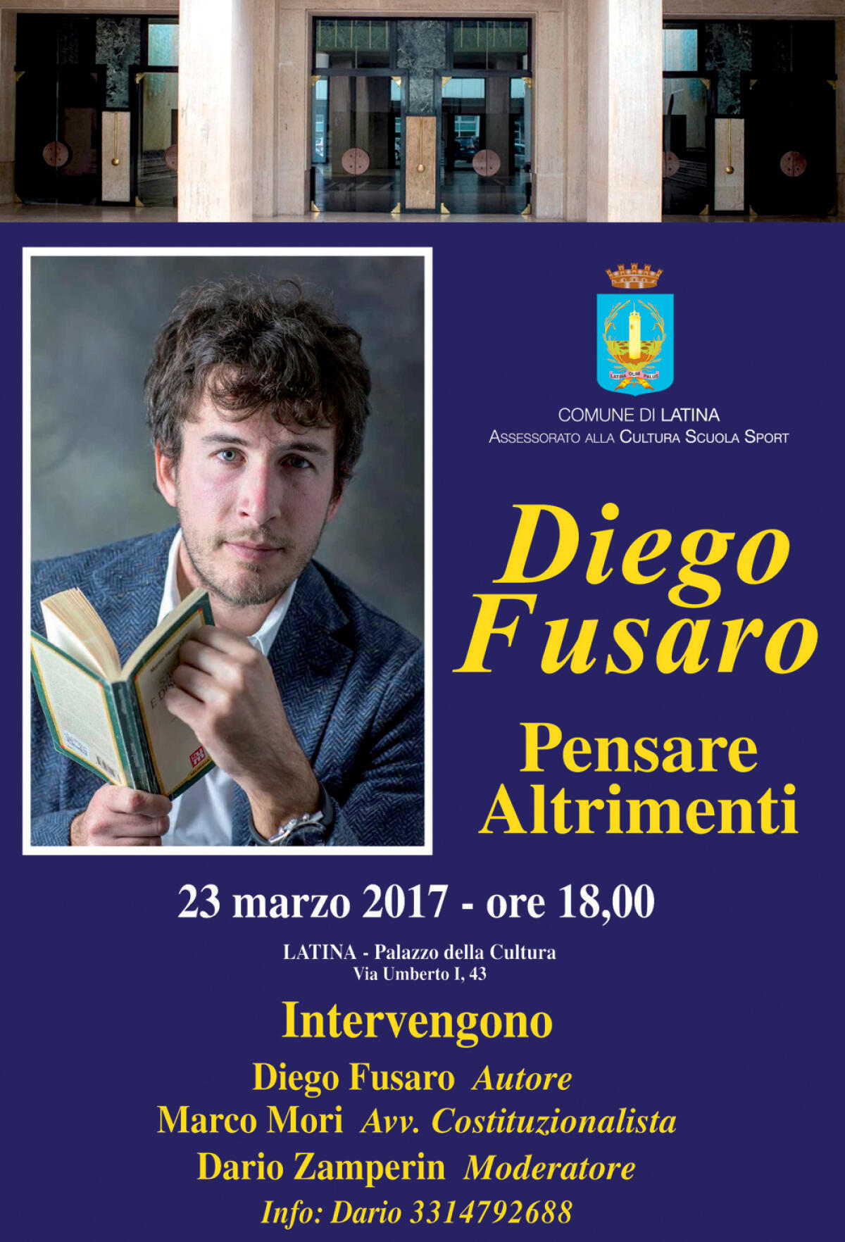 A Latina Diego Fusaro presenta il suo ultimo saggio "Pensare altrimenti" - 