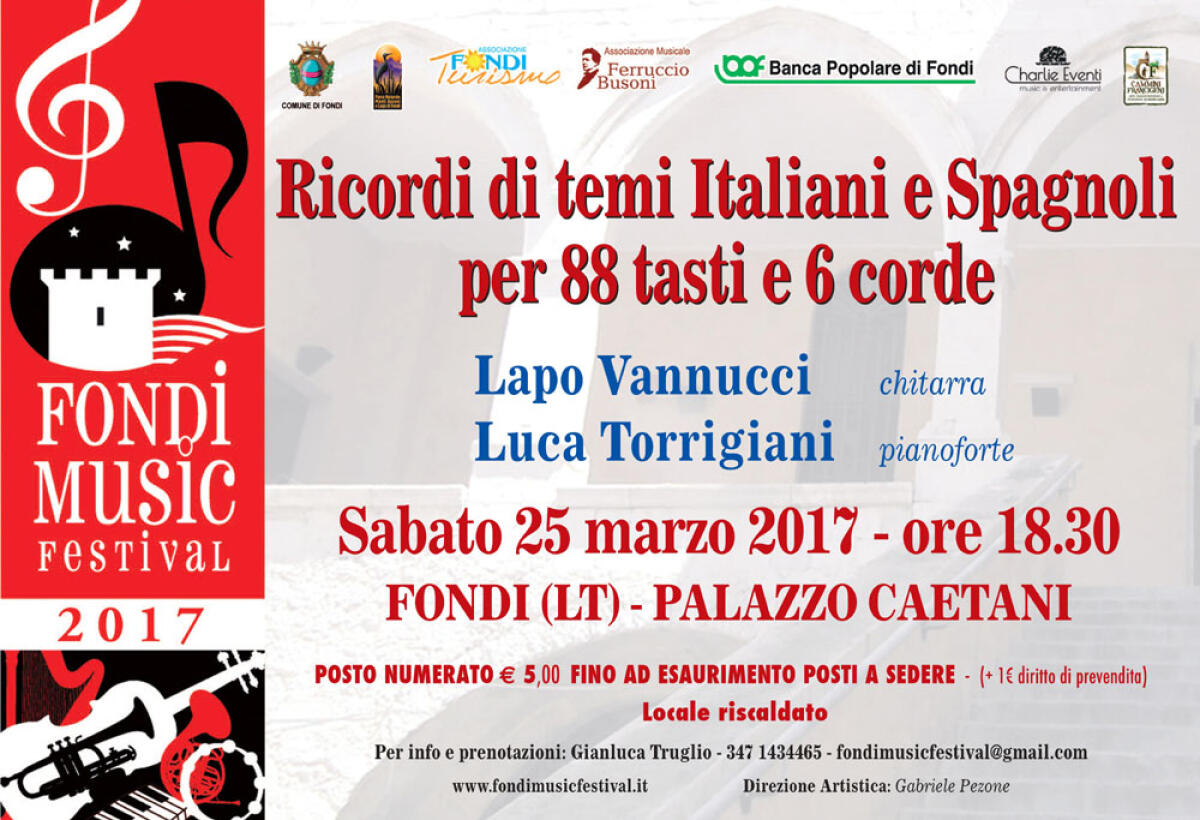 “Fondi Music Festival”, a Palazzo Caetani il concerto di Vannucci e Torrigiani - 