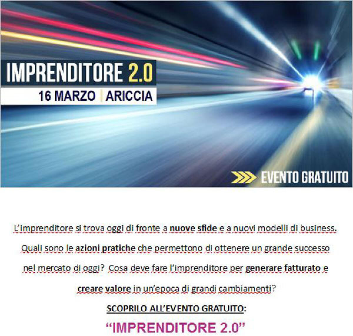 Questo giovedì 16 marzo ad Ariccia il seminario gratuito "Imprenditore 2.0". - 