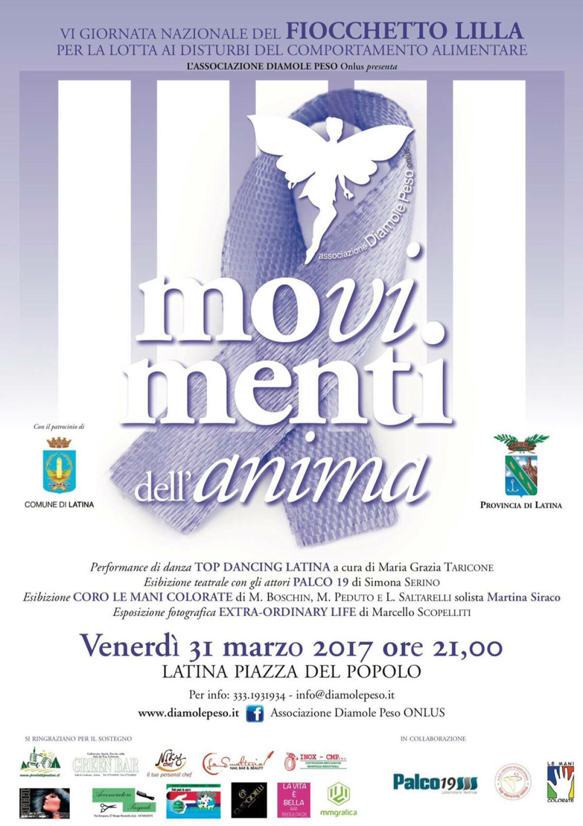 LATINA - Piazza del Popolo ospita la “Giornata del fiocchetto lilla” dell’associazione Diamole Peso Onlus. - 