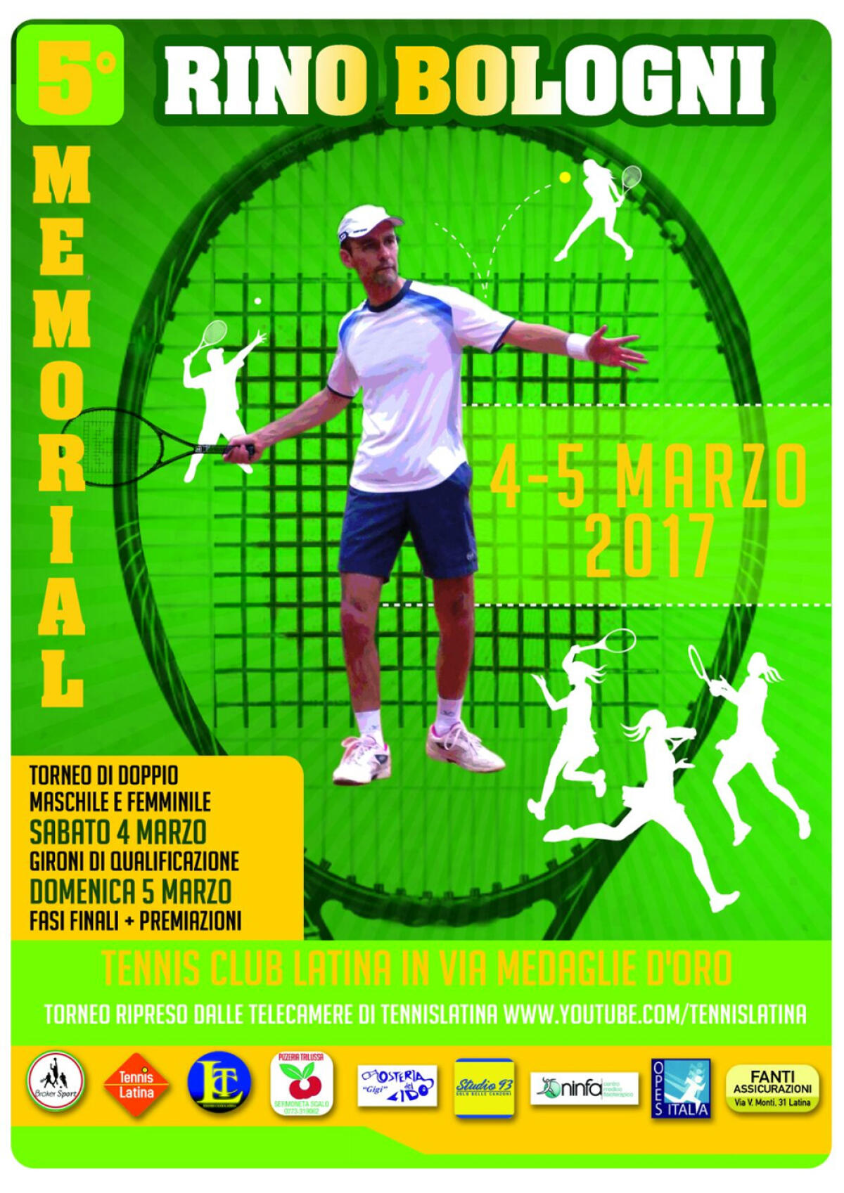 Questo fine settimana al Tennis Club Latina la V edizione del “Memorial Rino Bologni”. - 
