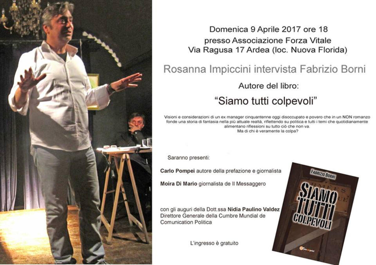 Siamo tutti colpevoli, il libro di Fabrizio Borni ad Ardea - 