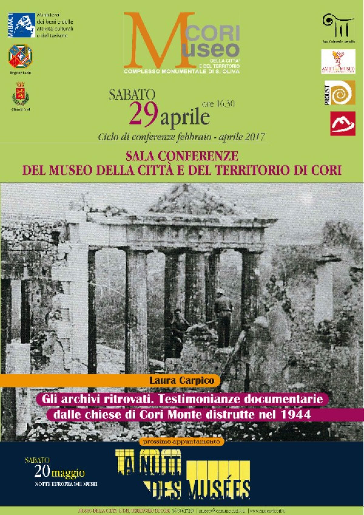 “Gli archivi ritrovati", l'incontro a Cori sabato 29 aprile - 