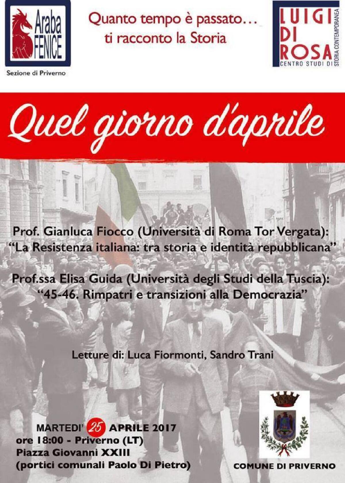 25 aprile, a Priverno dibattiti e letture per ricordare la Liberazione - 