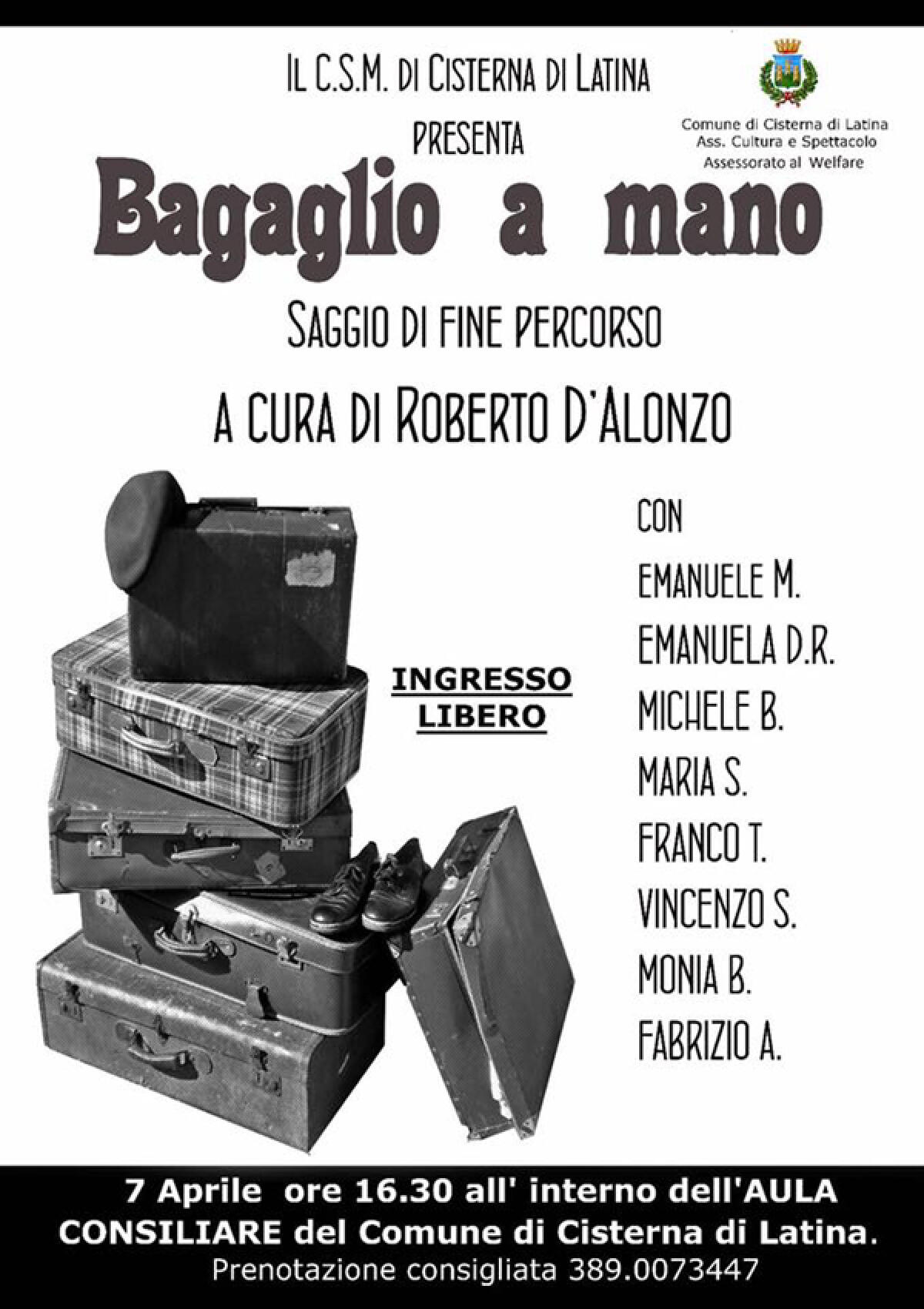 CISTERNA - In scena oggi "Bagaglio a mano" con i ragazzi del Centro di Salute Mentale. - 