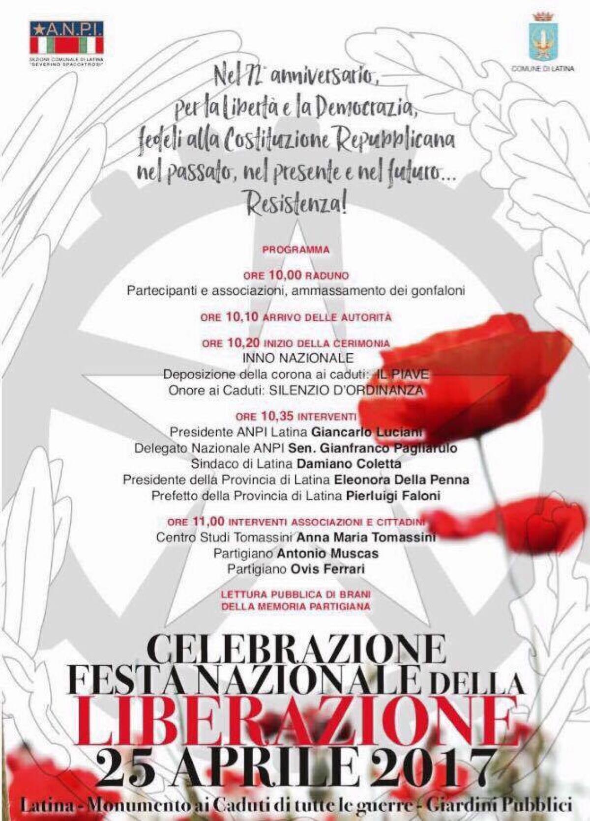 Liberazione, mattinata di celebrazioni a Latina - 