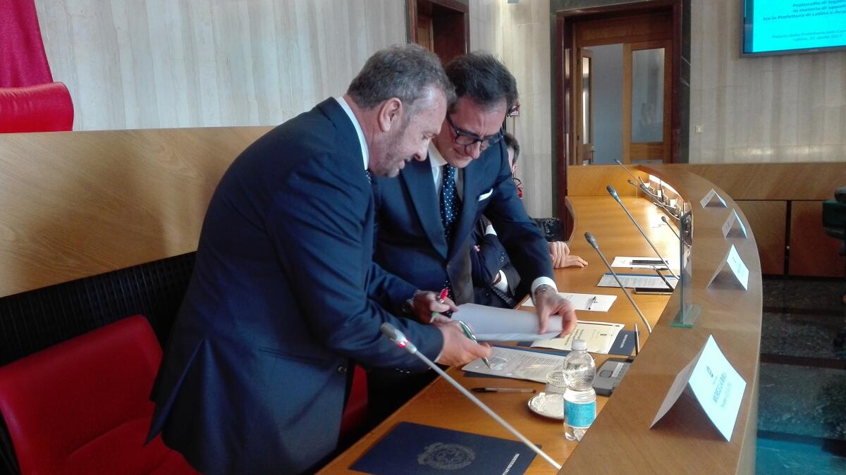 Protocollo d'intesa tra Prefettura ed Acqualatina: si punta alla legalità negli appalti - 