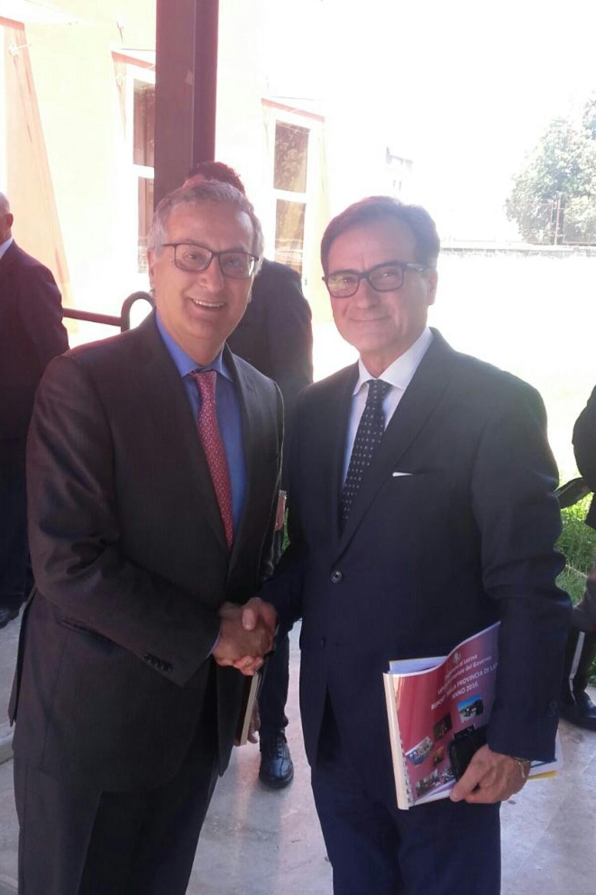 Il Procuratore Nazionale Antimafia, Franco Roberti, incontra il Prefetto di Latina, Faloni. - 