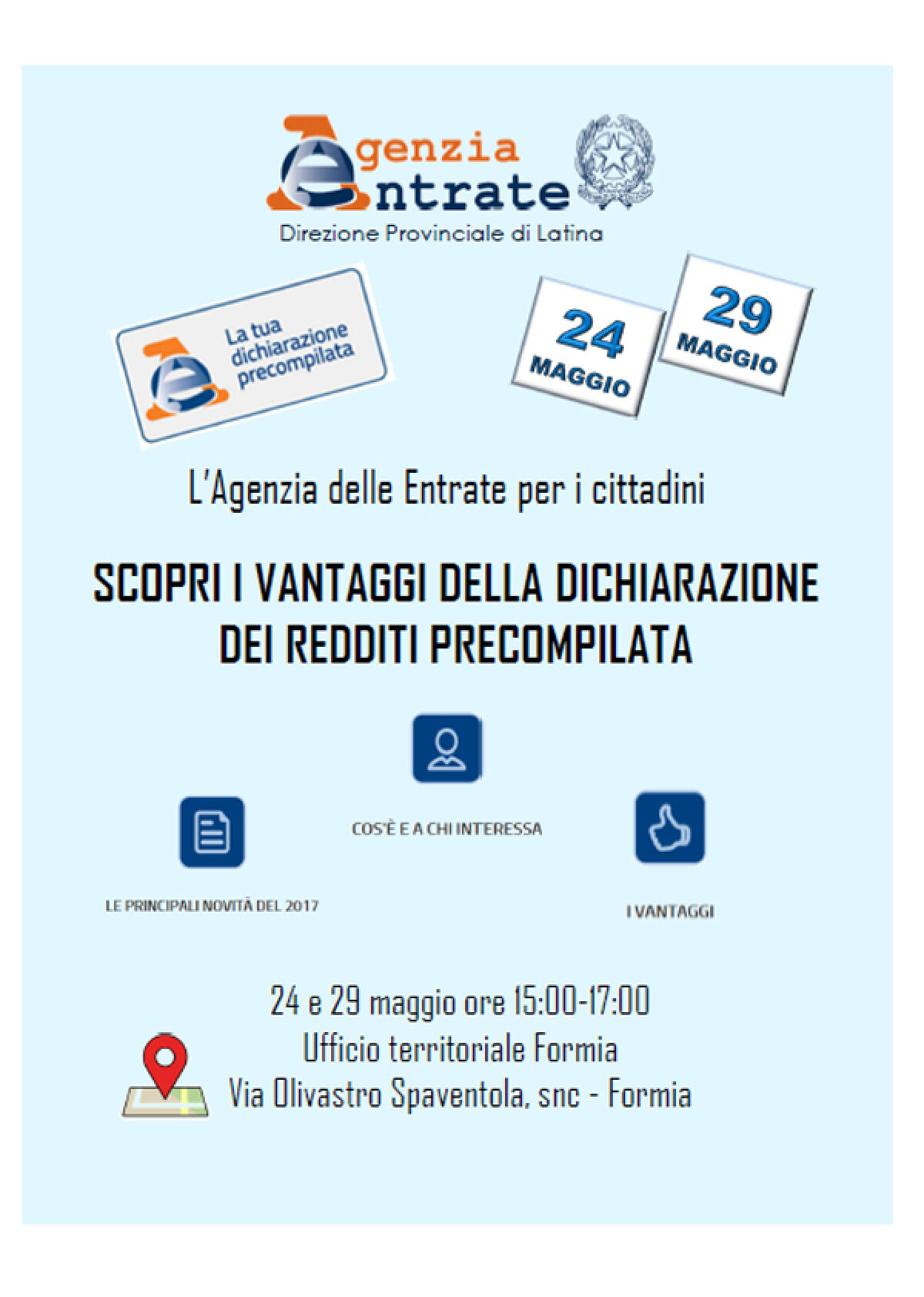 Dichiarazione dei redditi precompilata, lo spiega l'Agenzia delle Entrate di Latina - 