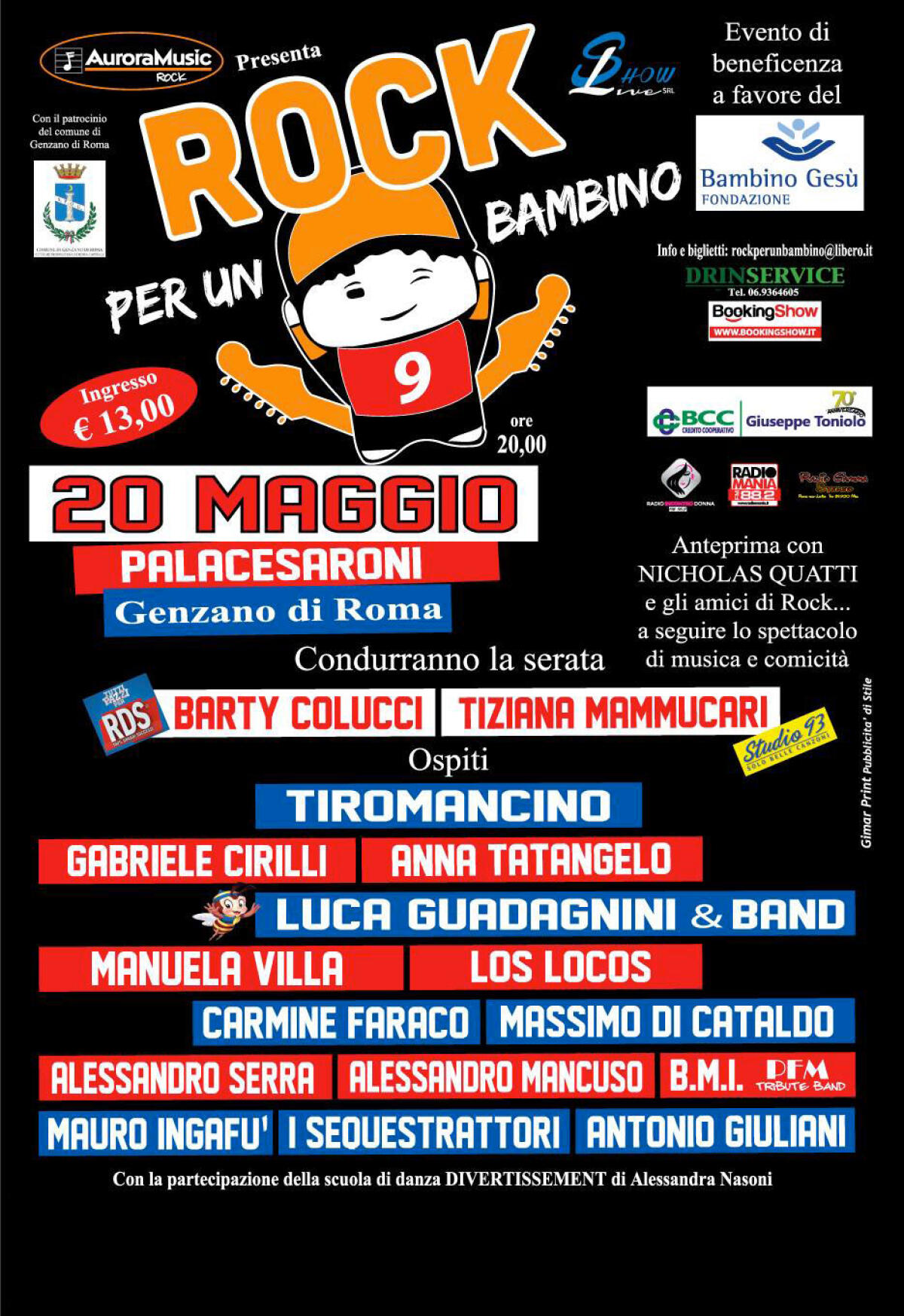 Al Palacesaroni di Genzano questo sabato sera torna "Rock per un bambino" - 