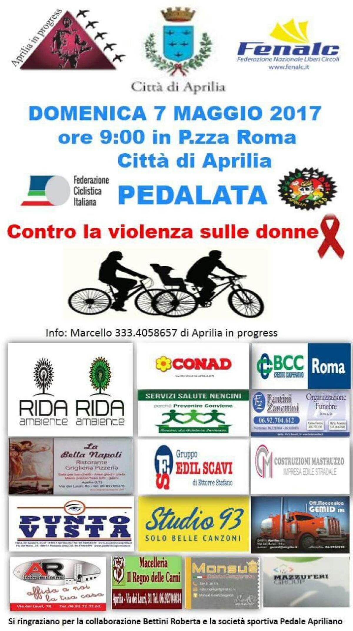 Aprilia in Progress organizza per questa domenica una pedalata contro la violenza sulle donne. - 