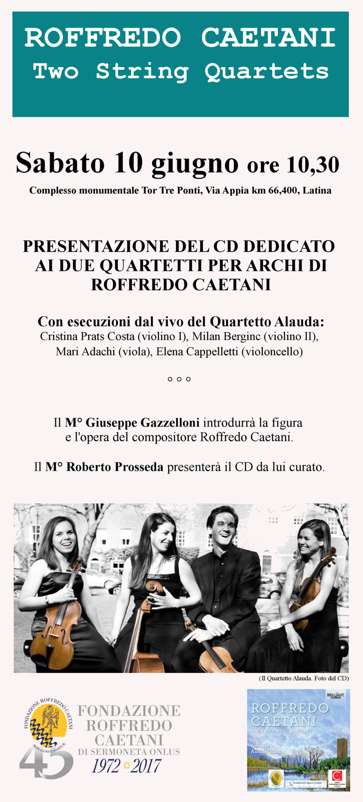 A Tor Tre Ponti la presentazione del cd dedicato a Roffredo Caetani - 