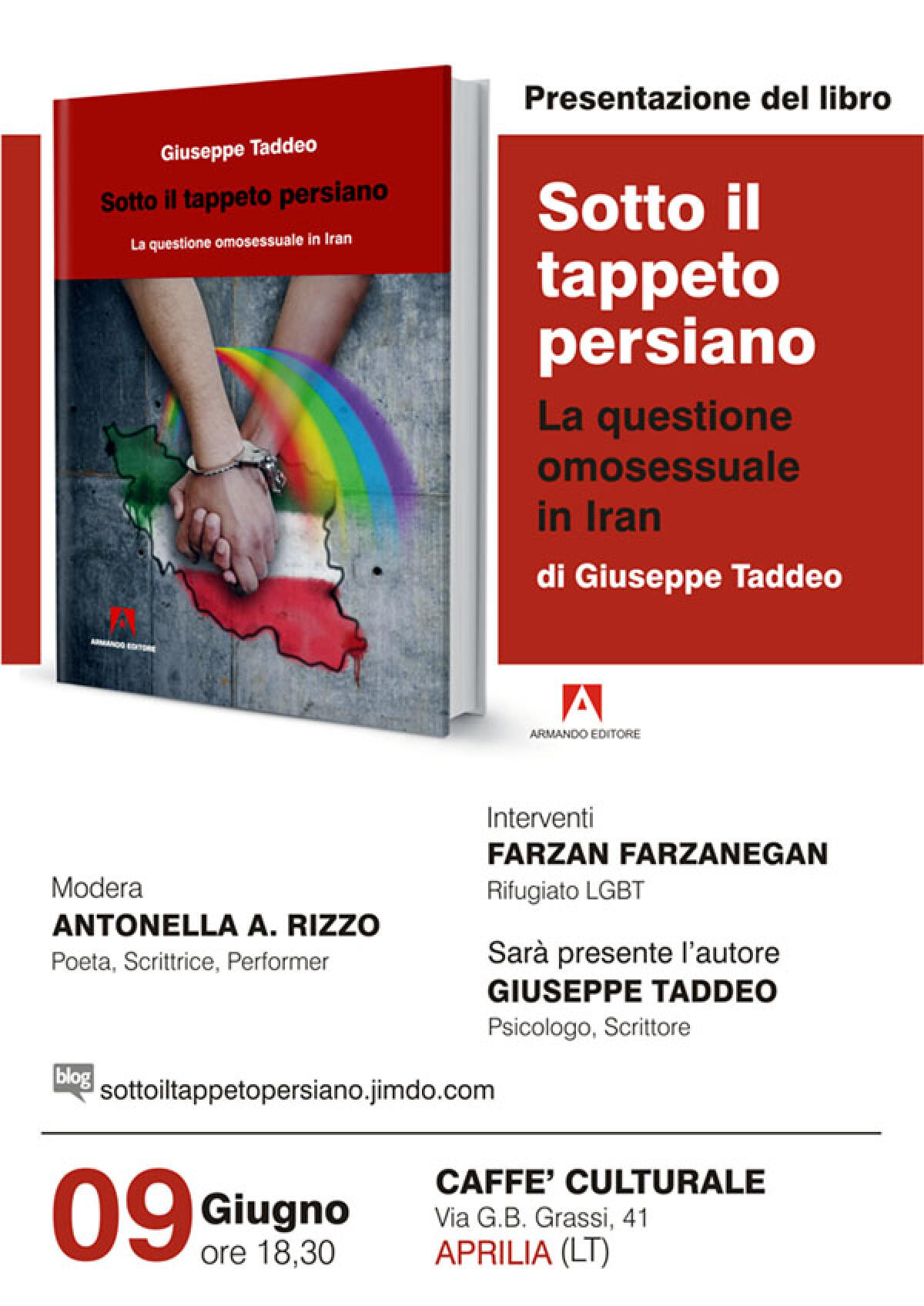APRILIA - Presentazione del libro “Sotto il tappeto persiano. La questione omosessuale in Iran”. - 