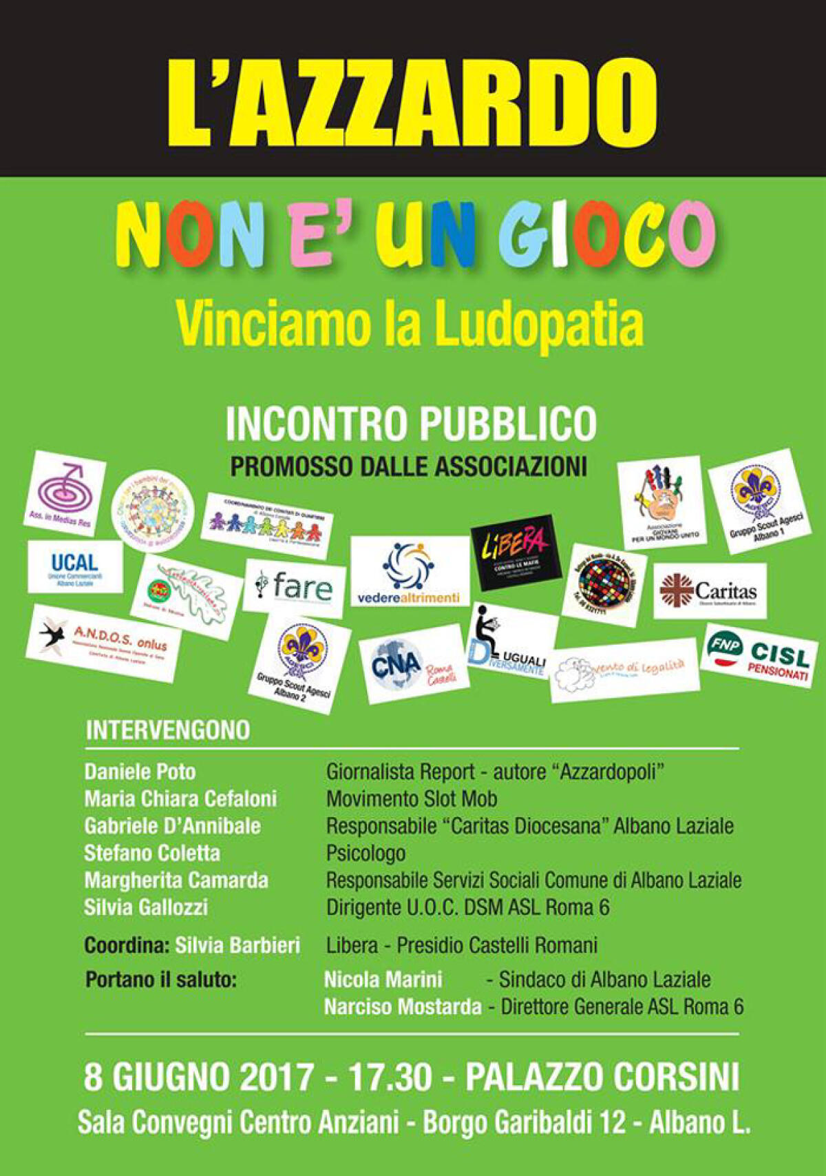 “L’azzardo non è un gioco: vinciamo la Ludopatia”. Un incontro oggi ad Albano. - 