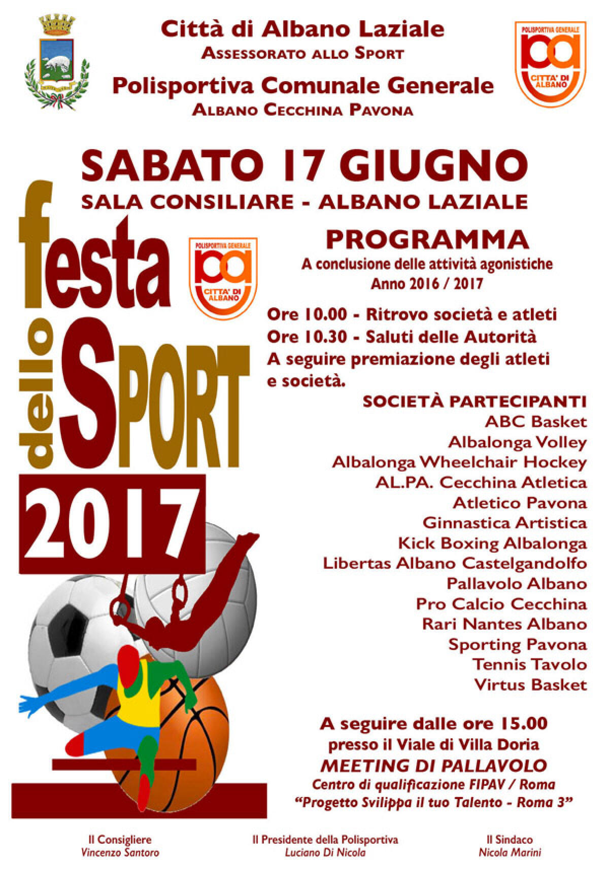 “Festa dello Sport” questo sabato 17 giugno ad Albano. - 