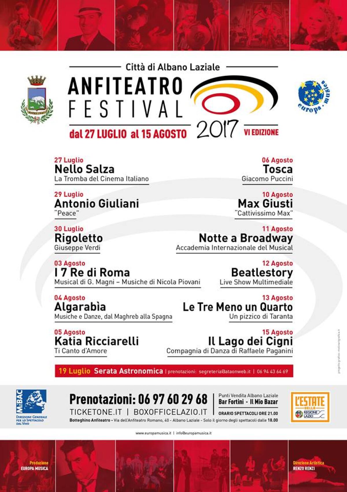 Tutto pronto per l'Anfiteatro Festival di Albano - 