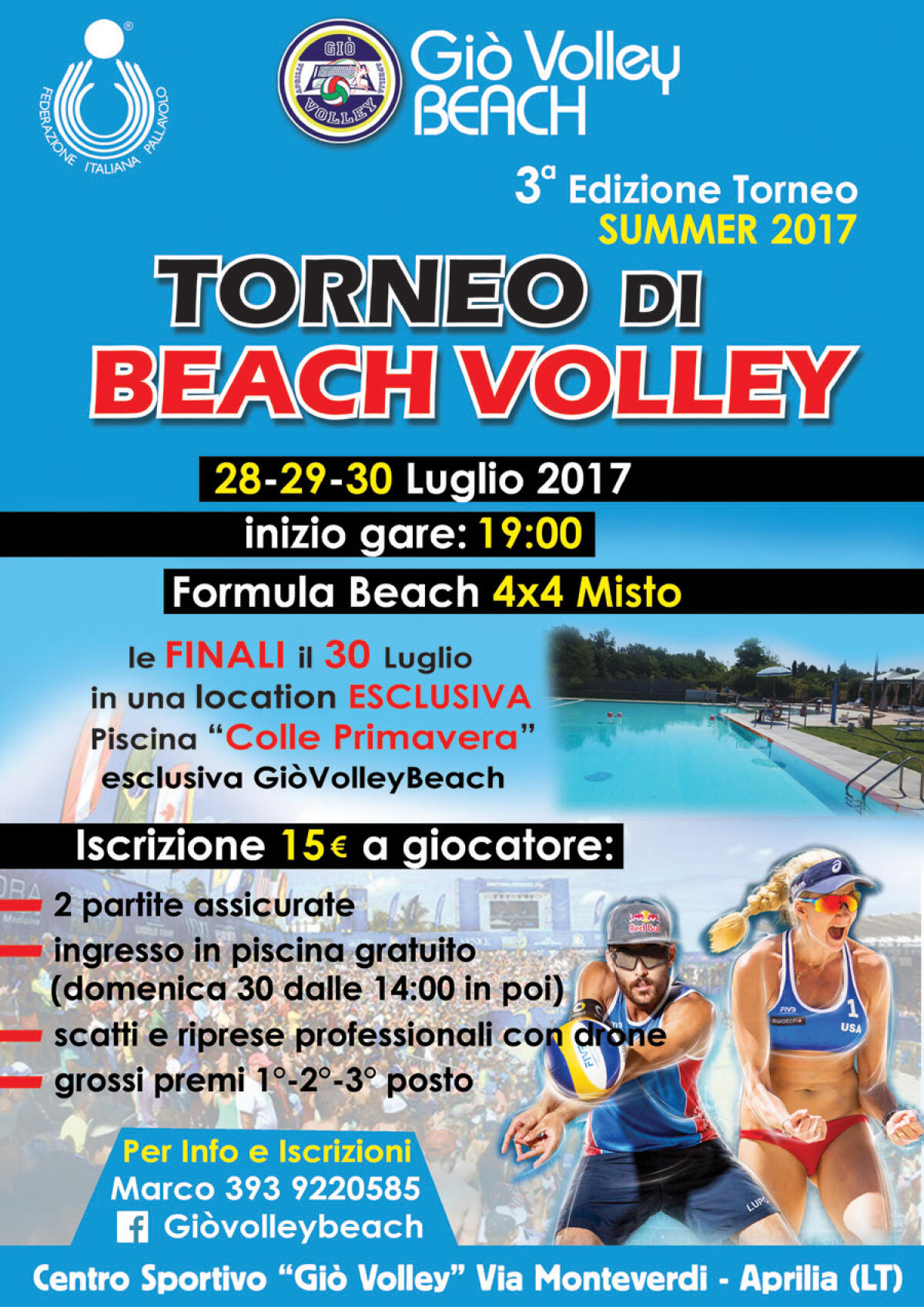 Aprilia - Al via il terzo Torneo Summer 2017 “Giò Volley Beach” - 