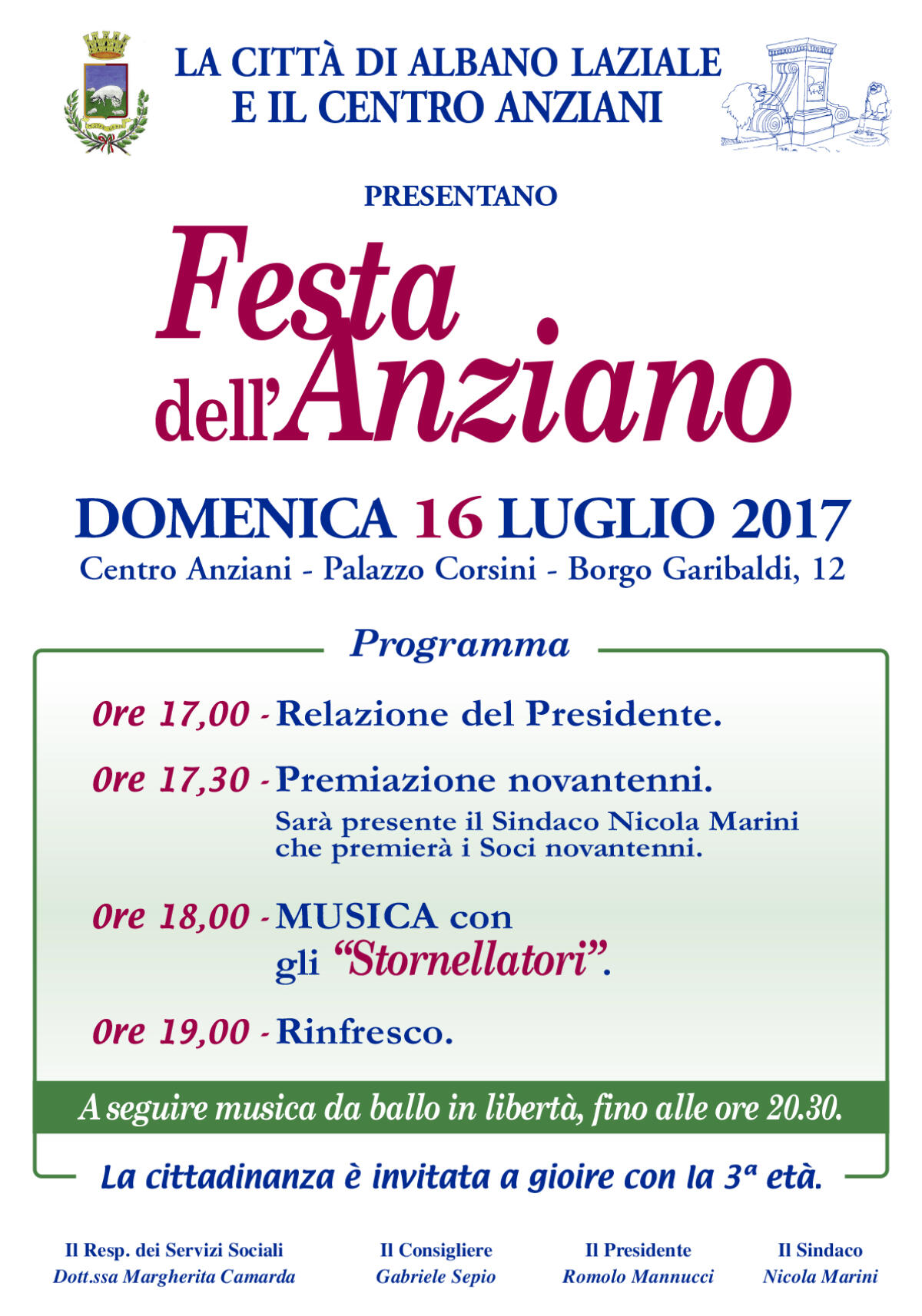 ALBANO – Questa domenica 16 luglio si celebra la “Festa dell’Anziano”. - 