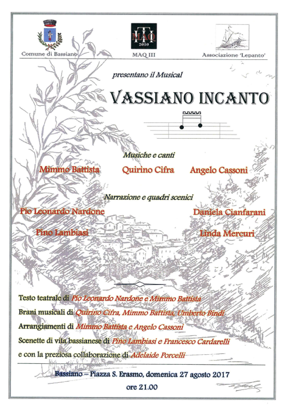 BASSIANO - Questa domenica in Piazza Sant'Erasmo il musical "Vassiano Incanto". - 