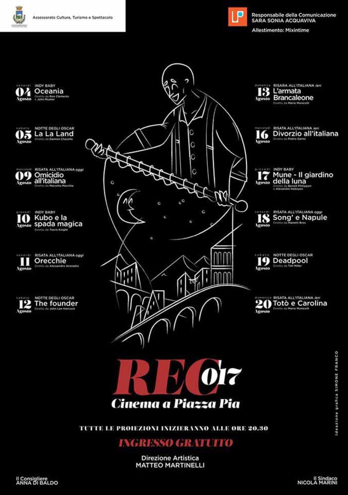 Cinema all’aperto sino a domenica 13 agosto in Piazza Pia ad Albano. - 