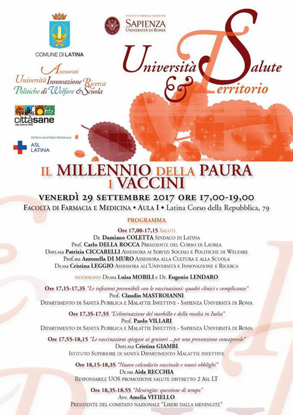 LATINA – Oggi incontro in facoltà per una corretta informazione sui vaccini. - 