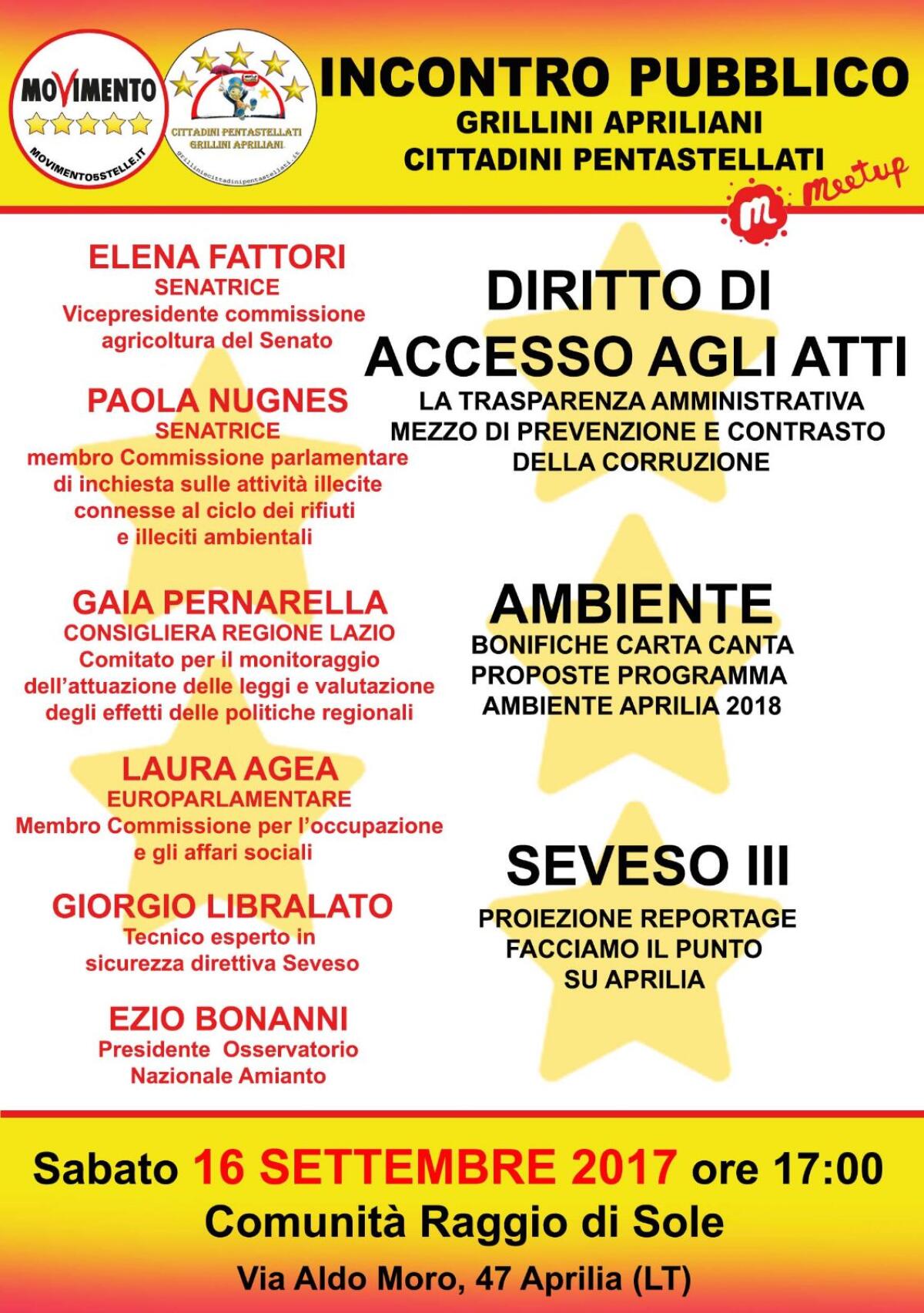 Situazione ambientale e salute pubblica: incontro promosso dai Grillini Apriliani. - 