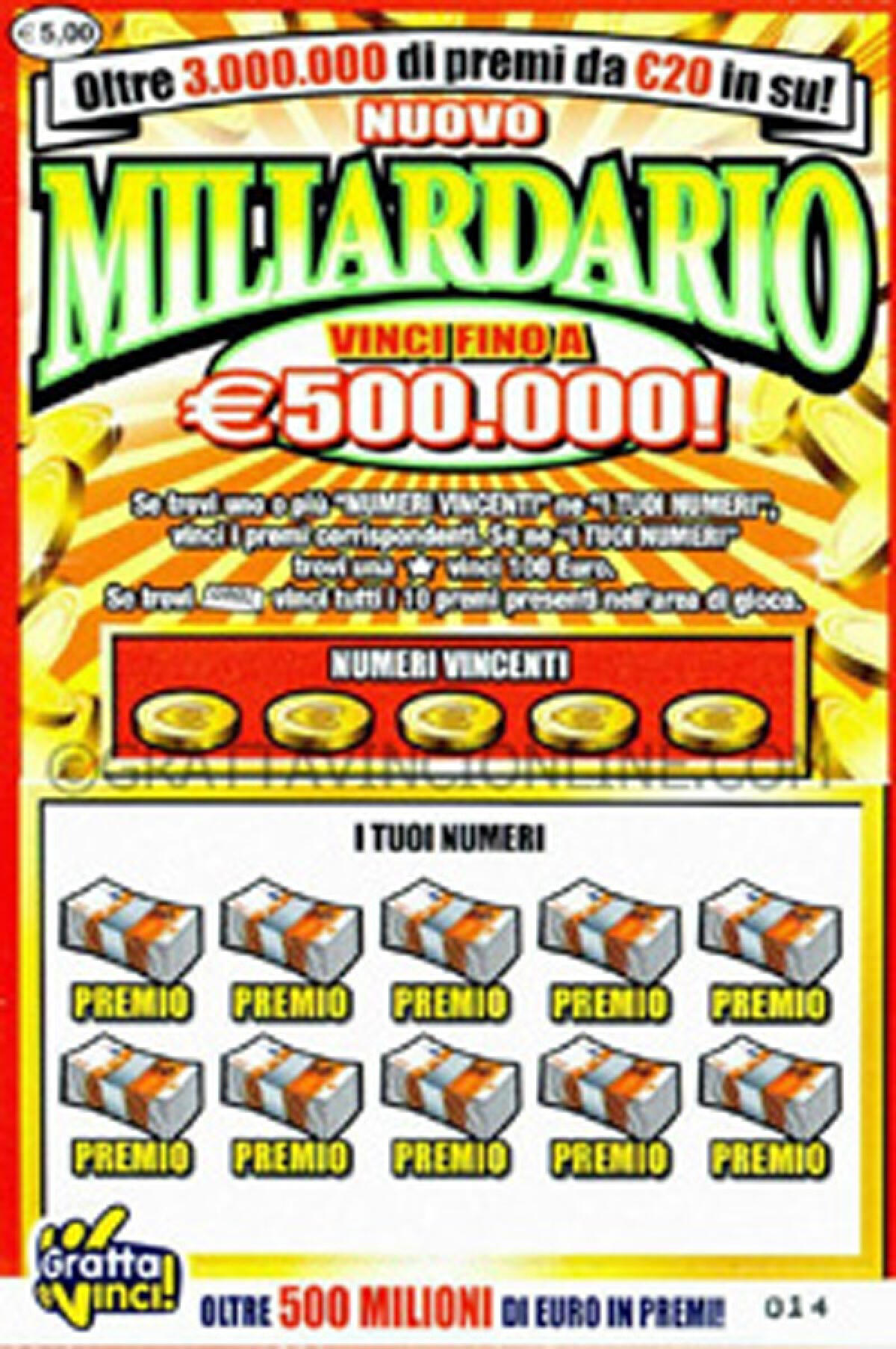 Terracina - Bracciante agricolo vince mezzo milione di euro con "Il Miliardario" - 