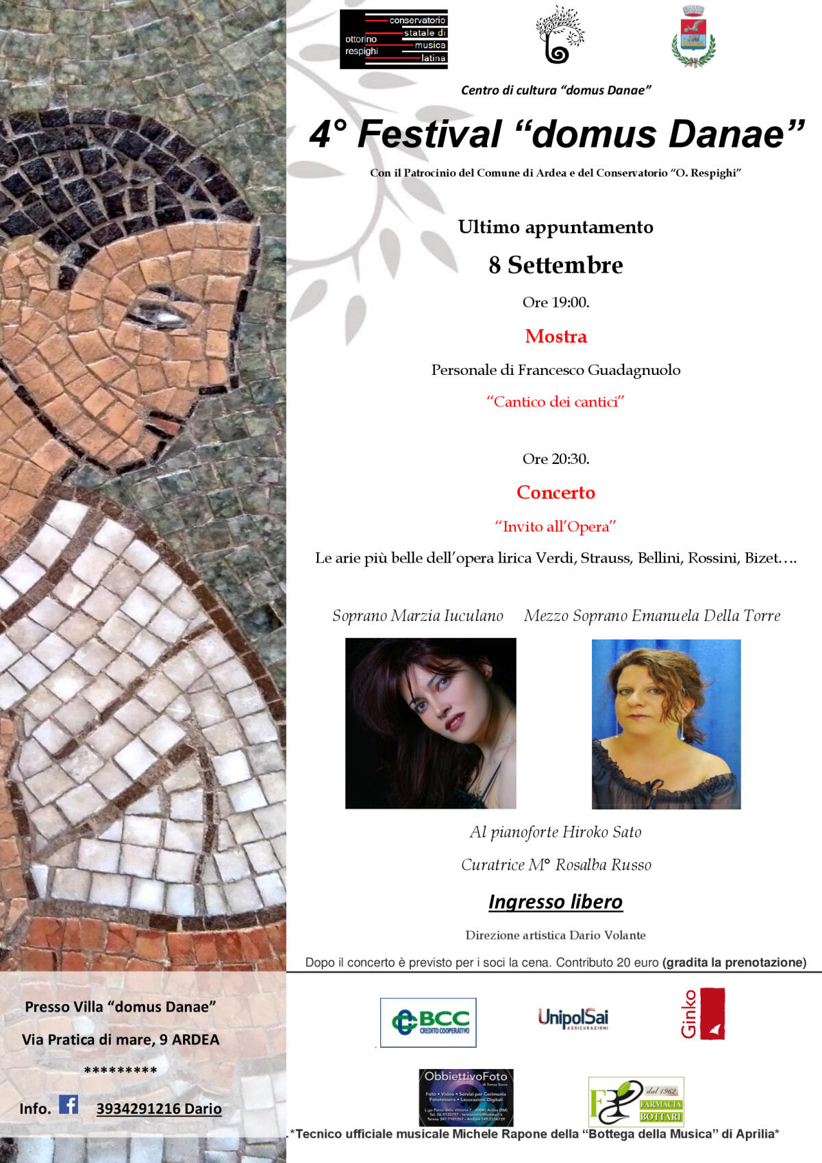 ARDEA - Questo venerdì 8 settembre si chiude il festival “Domus Danae”. - 