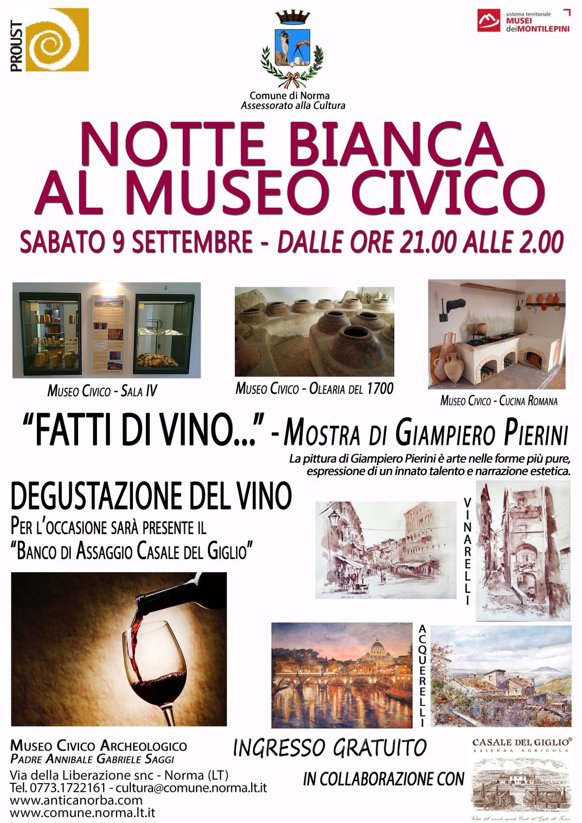 Sabato 9 settembre "Notte Bianca" a Norma ed apertura straordinaria del Museo. - 