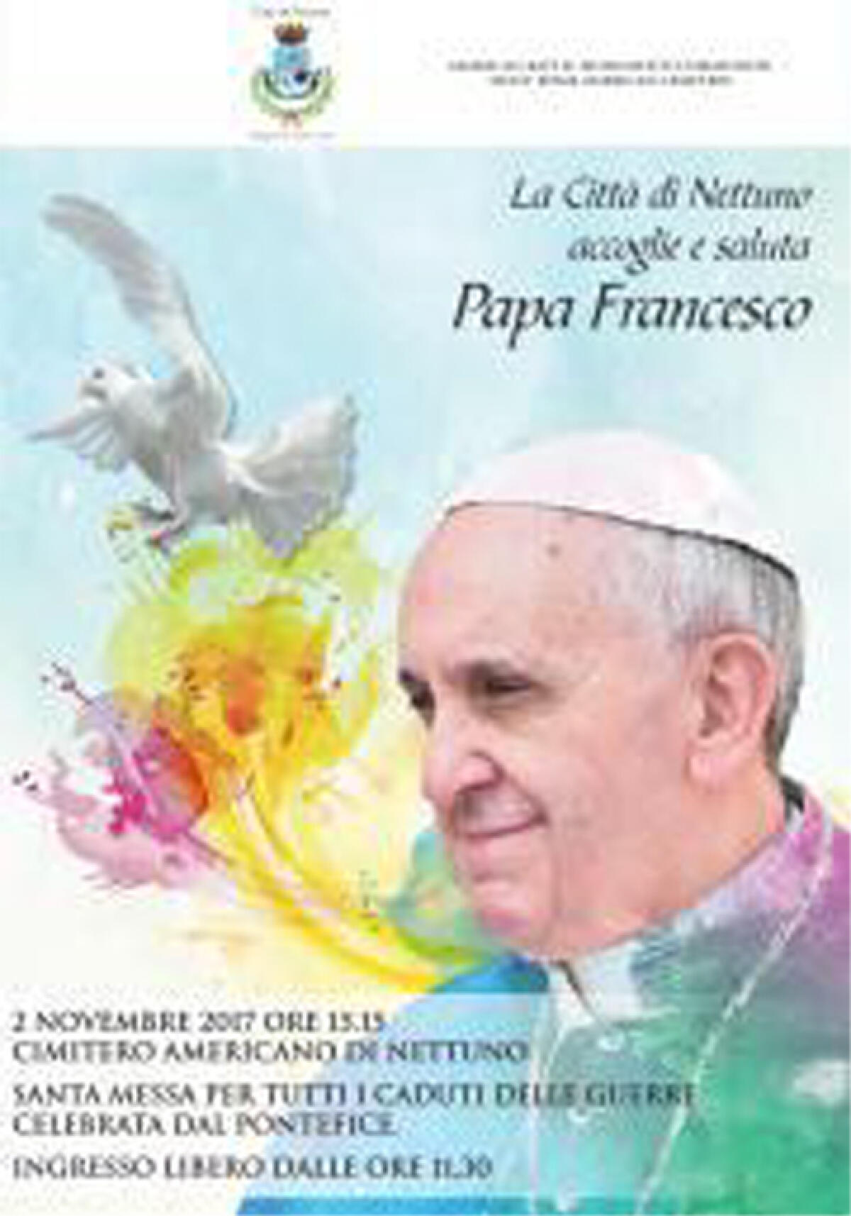 Un manifesto per celebrare l'arrivo di Papa Francesco a Nettuno - 