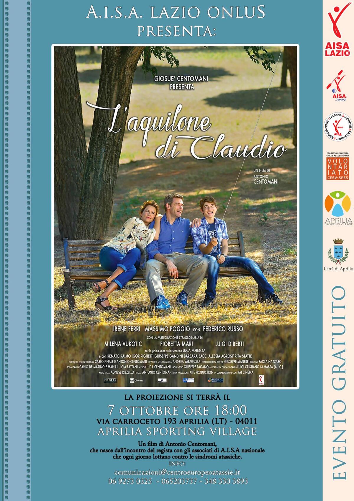 Ad Aprilia l'Aisa propone la proiezione in prima assoluta de “L’Aquilone di Claudio”. - 