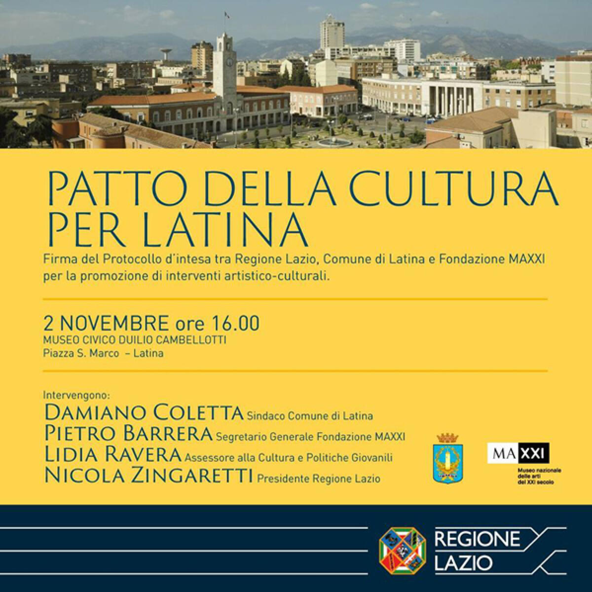 “Patto della Cultura per Latina”, questo giovedì la presentazione con il Presidente della Regione, Zingaretti. - 