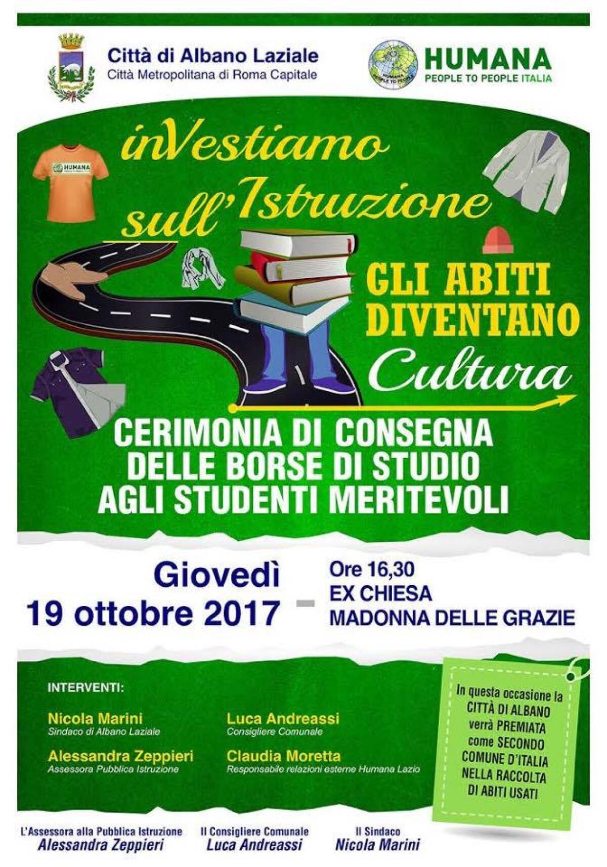 ALBANO - Consegna delle borse di studio “Humana” agli studenti meritevoli. - 