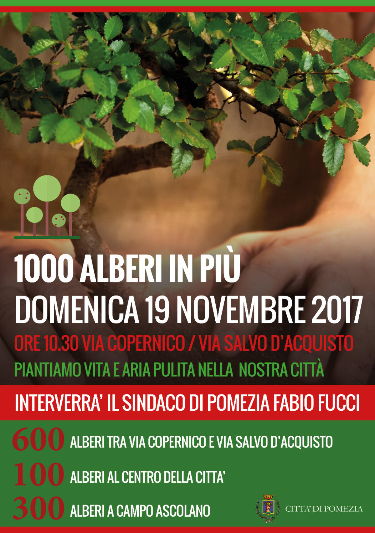 Pomezia avrà 1000 alberi in più. Domenica 19 novembre inizia la piantumazione. - 