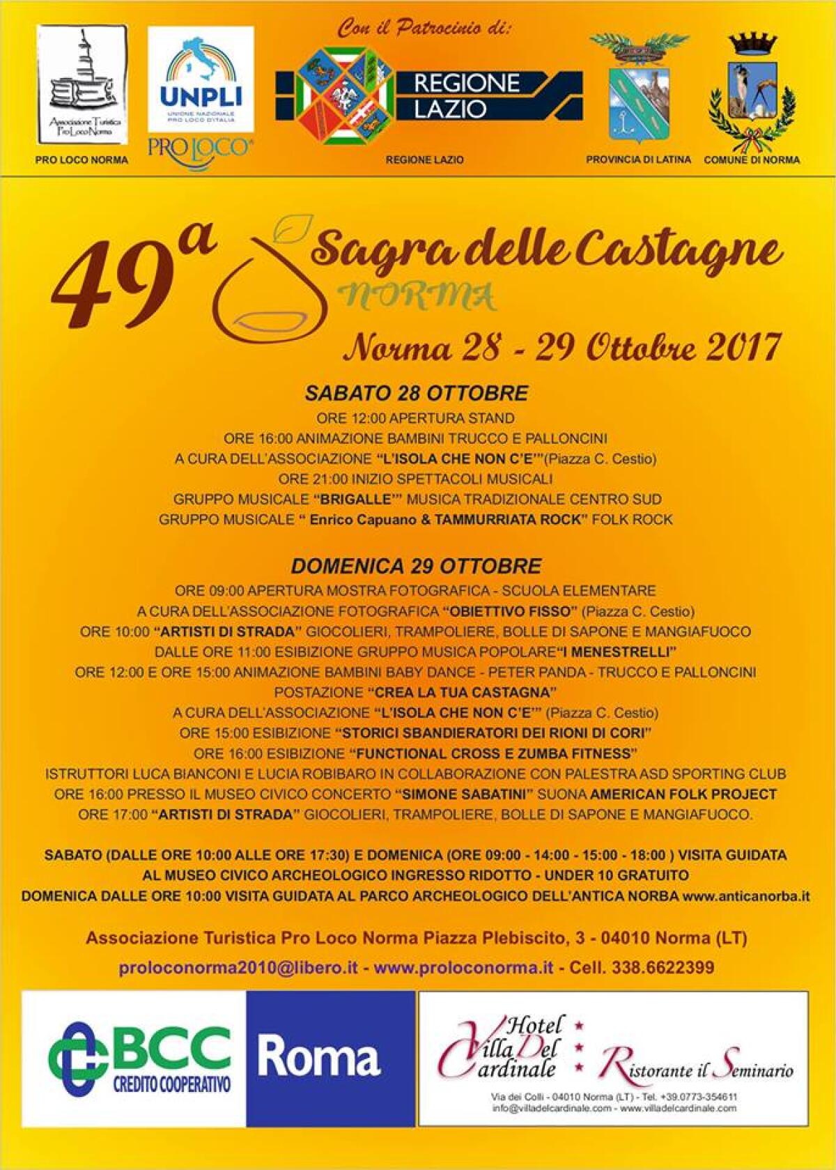 A Norma si festeggia la 49esima edizione della “Sagra delle Castagne”. - 